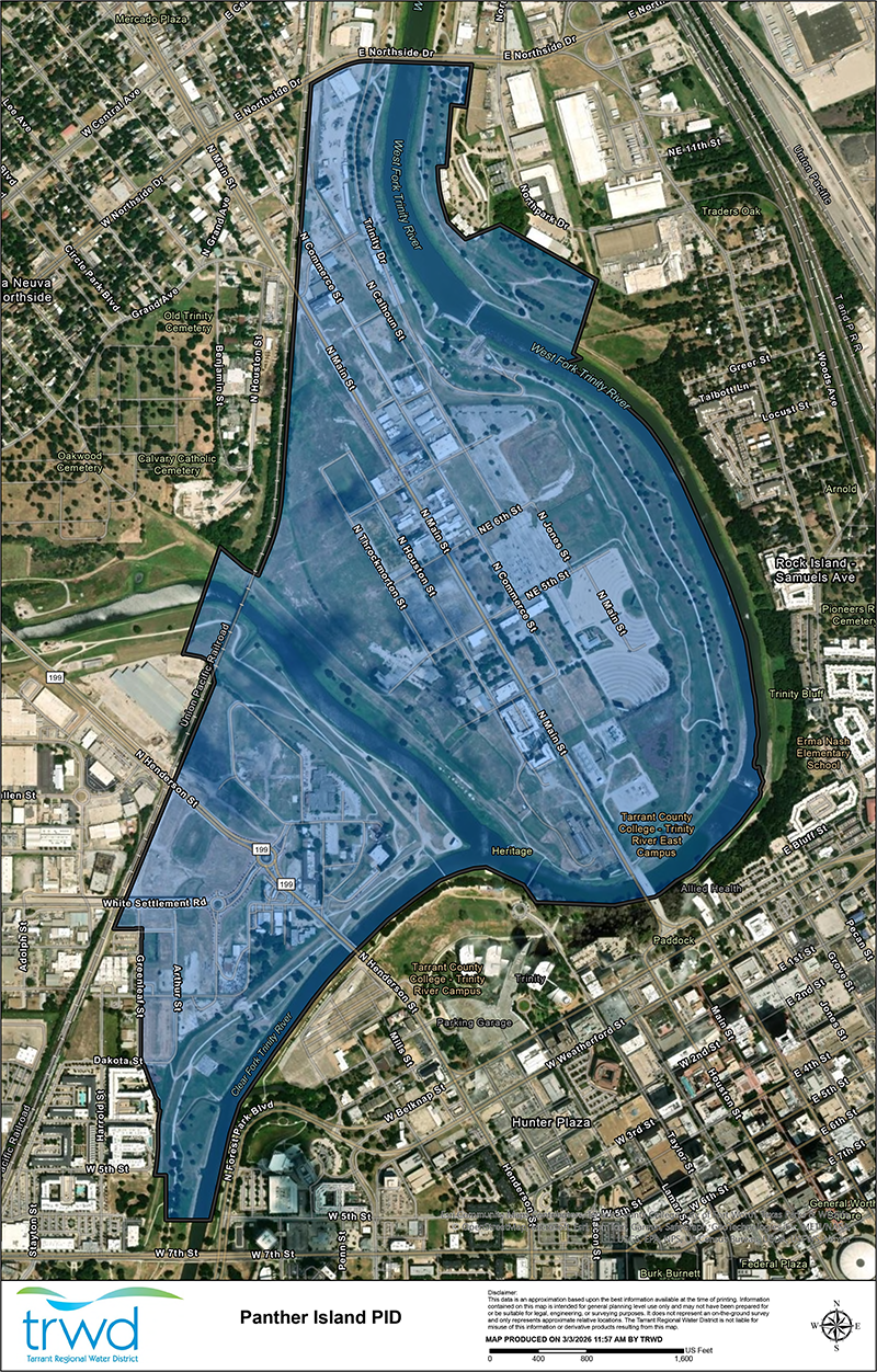 Map of Panther Island PID Boundary